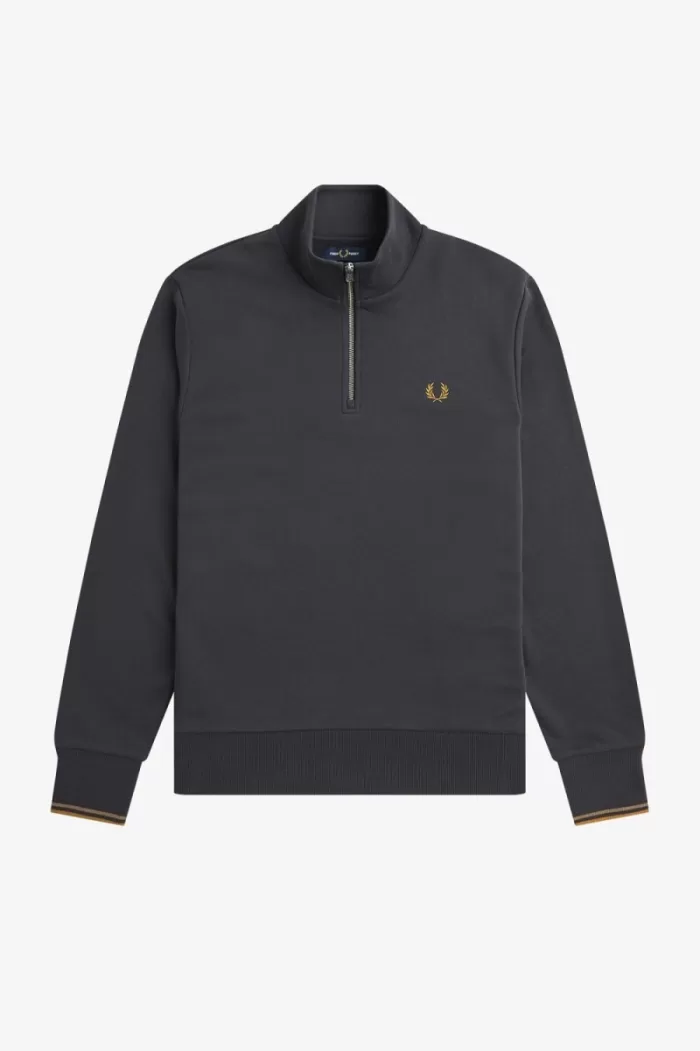 Fred Perry Half Zip Men’s Sweatshirts Anchor Grey Dark Coffee | POLXB5109