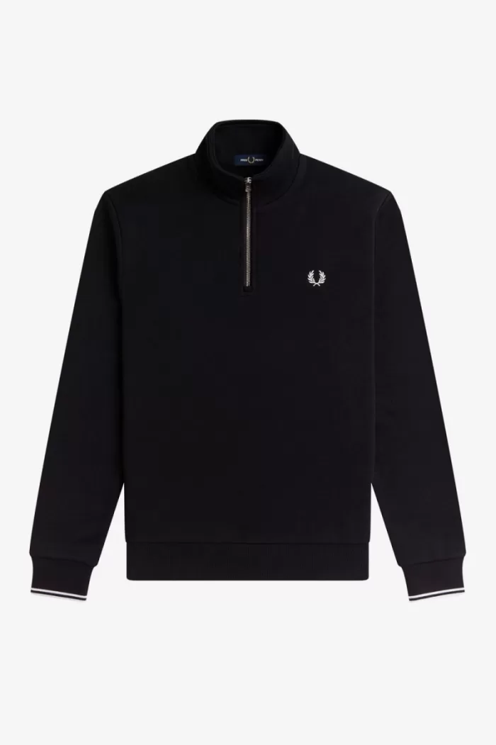 Fred Perry Half Zip Men’s Sweatshirts Black | LXZRO6421