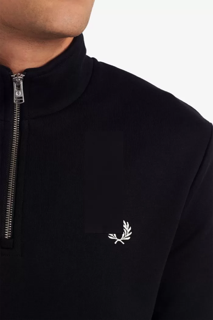 Fred Perry Half Zip Men’s Sweatshirts Black | LXZRO6421