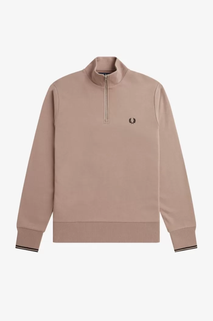 Fred Perry Half Zip Men’s Sweatshirts Dark Pink Black | DMXLP6579