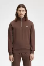 Fred Perry Half Zip Men’s Sweatshirts Dark Red Warm Grey | LZGQO2318