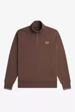 Fred Perry Half Zip Men’s Sweatshirts Dark Red Warm Grey | LZGQO2318