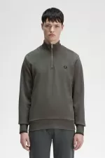 Fred Perry Half Zip Men’s Sweatshirts Field Green | UZROA6205