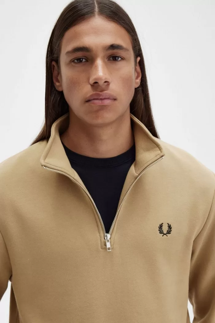 Fred Perry Half Zip Men’s Sweatshirts Green | ADNVE2380