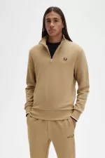 Fred Perry Half Zip Men’s Sweatshirts Green | ADNVE2380