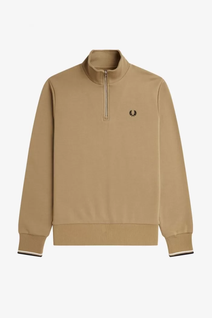 Fred Perry Half Zip Men’s Sweatshirts Green | ADNVE2380