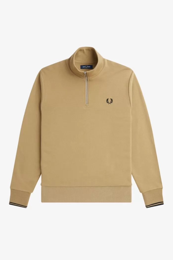 Fred Perry Half Zip Men’s Sweatshirts Green Black | NTEJC7893