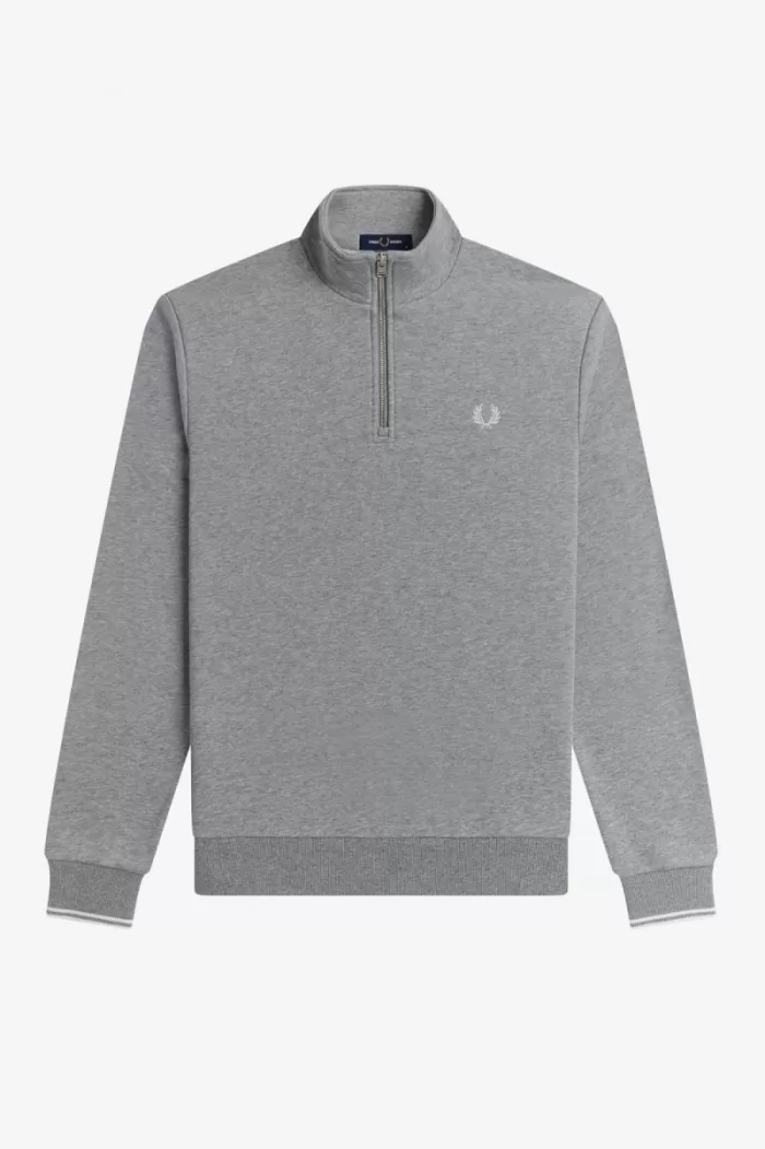 Fred Perry Half Zip Men’s Sweatshirts Grey | QORWK5897