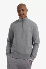 Fred Perry Half Zip Men’s Sweatshirts Grey | QORWK5897