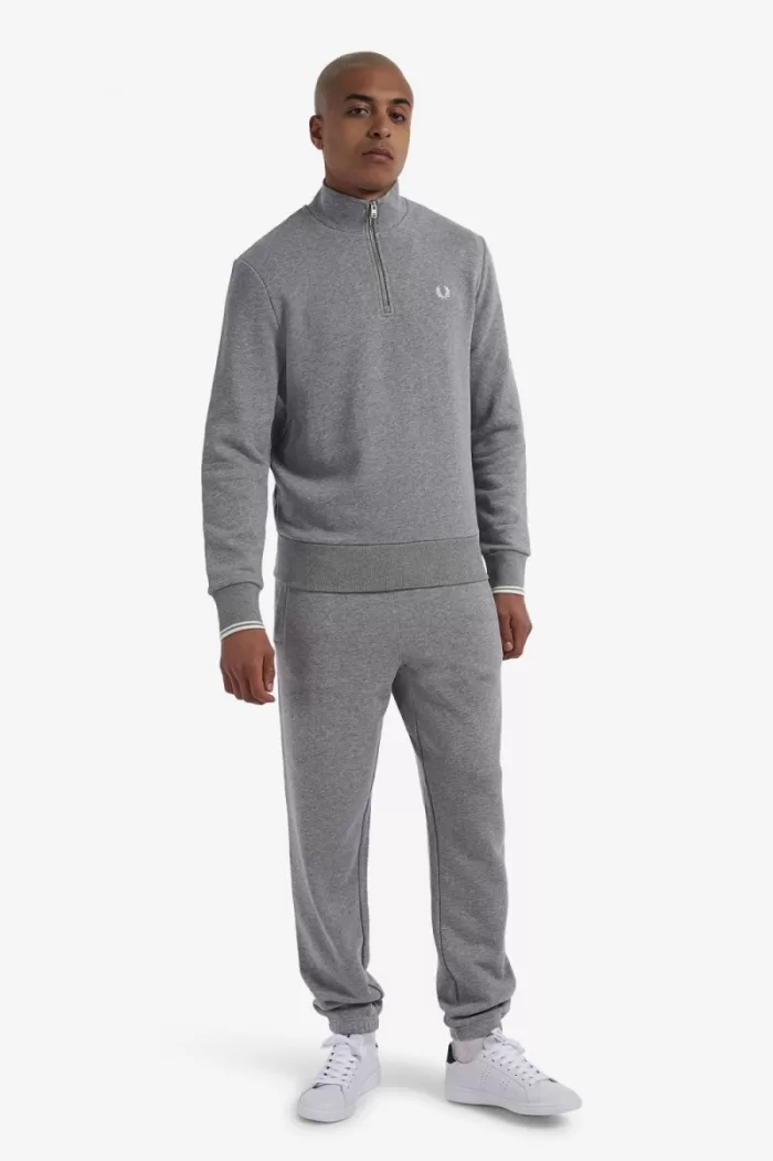 Fred Perry Half Zip Men’s Sweatshirts Grey | QORWK5897