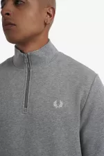 Fred Perry Half Zip Men’s Sweatshirts Grey | QORWK5897