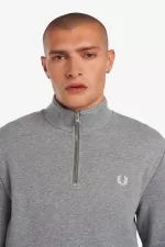 Fred Perry Half Zip Men’s Sweatshirts Grey | QORWK5897