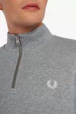 Fred Perry Half Zip Men’s Sweatshirts Grey | QORWK5897