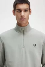 Fred Perry Half Zip Men’s Sweatshirts Grey | XBKPH6438