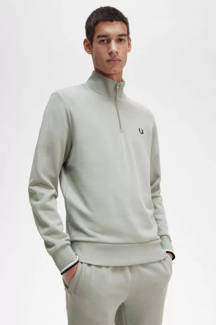 Fred Perry Half Zip Men’s Sweatshirts Grey | XBKPH6438