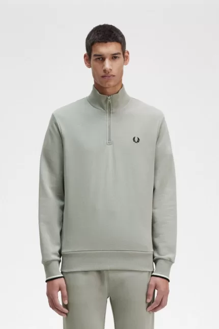 Fred Perry Half Zip Men’s Sweatshirts Grey | XBKPH6438