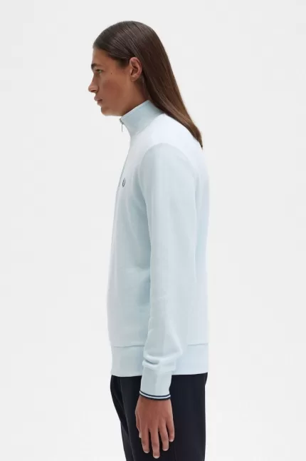 Fred Perry Half Zip Men’s Sweatshirts Light Aqua | EOFSB7103