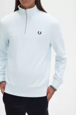 Fred Perry Half Zip Men’s Sweatshirts Light Aqua | EOFSB7103