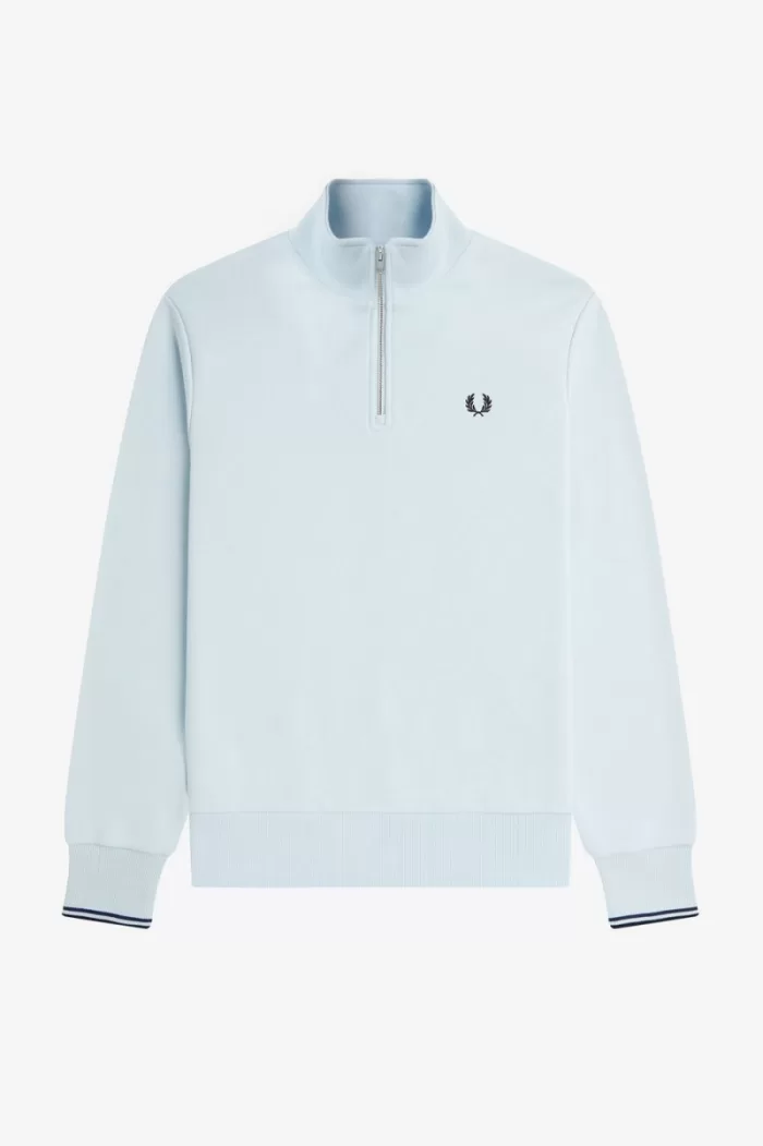 Fred Perry Half Zip Men’s Sweatshirts Light Aqua | EOFSB7103