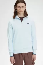 Fred Perry Half Zip Men’s Sweatshirts Light Aqua Midnight Blue | QMWVD5136