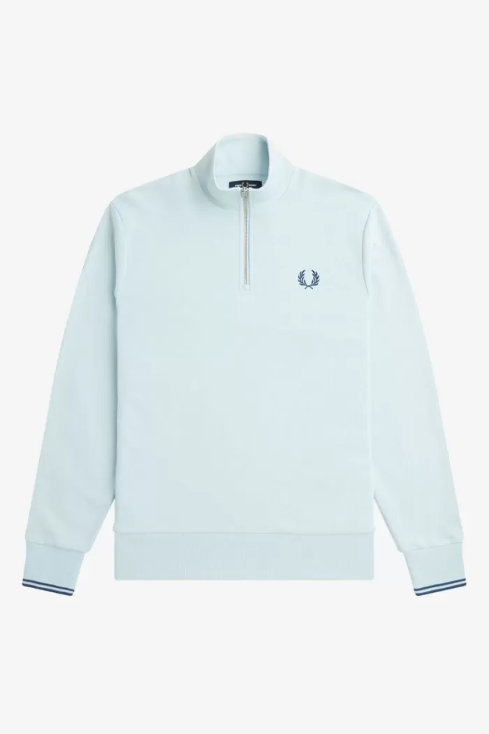 Fred Perry Half Zip Men’s Sweatshirts Light Aqua Midnight Blue | QMWVD5136