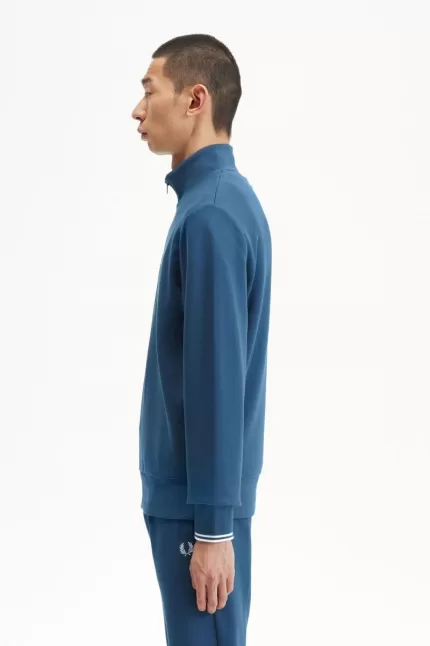 Fred Perry Half Zip Men’s Sweatshirts Midnight Blue Light Aqua | KLDNJ3901