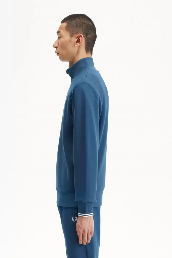 Fred Perry Half Zip Men’s Sweatshirts Midnight Blue Light Aqua | KLDNJ3901