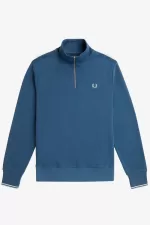 Fred Perry Half Zip Men’s Sweatshirts Midnight Blue Light Aqua | KLDNJ3901