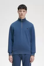 Fred Perry Half Zip Men’s Sweatshirts Midnight Blue | ZXGWN0631