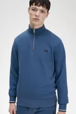 Fred Perry Half Zip Men’s Sweatshirts Midnight Blue | ZXGWN0631