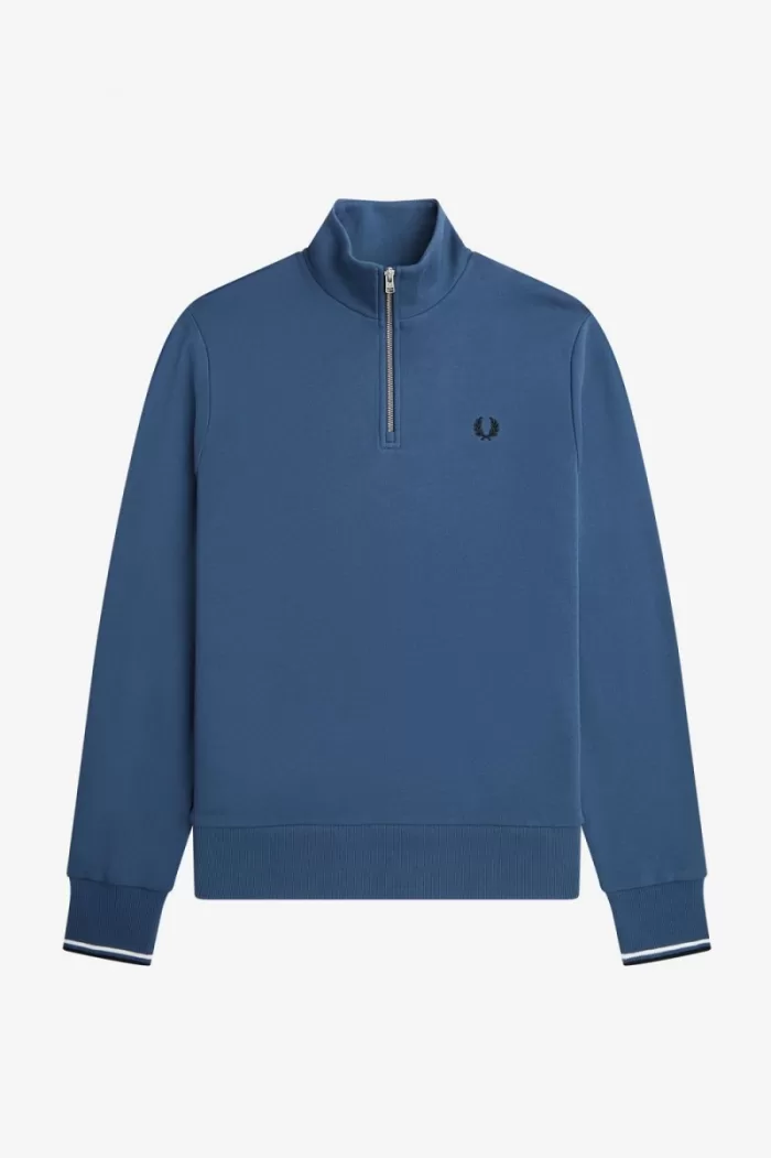 Fred Perry Half Zip Men’s Sweatshirts Midnight Blue | ZXGWN0631