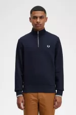 Fred Perry Half Zip Men’s Sweatshirts Navy | NYRHV1529