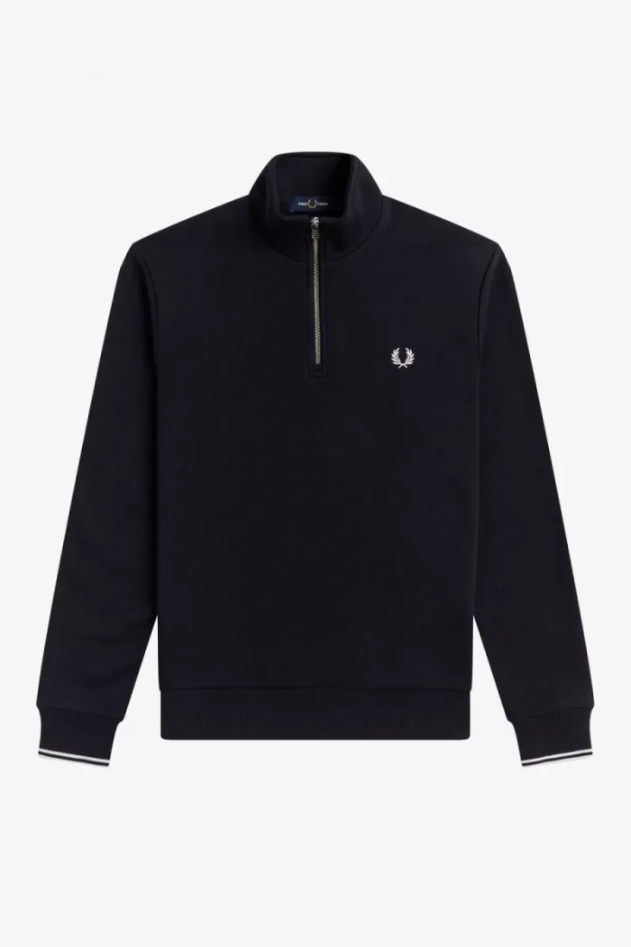 Fred Perry Half Zip Men’s Sweatshirts Navy | NYRHV1529