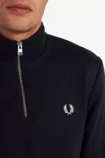 Fred Perry Half Zip Men’s Sweatshirts Navy | NYRHV1529