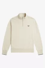 Fred Perry Half Zip Men’s Sweatshirts Oatmeal Black | QTMSJ8643