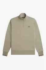 Fred Perry Half Zip Men’s Sweatshirts Warm Grey Dark Red | ZWUPM7295