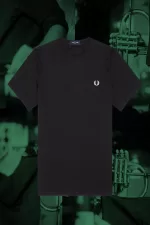 Fred Perry Hamburg Ringer Men’s T-Shirt Black | YKDOR3410