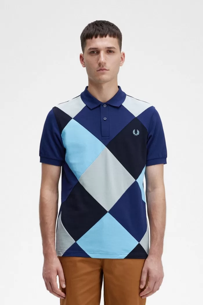 Fred Perry Harlequin Men’s Polo Shirt French Navy | GPFKB1620