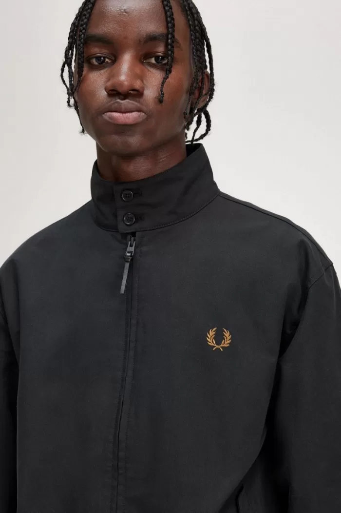 Fred Perry Harrington Men’s Jackets Black | UVYIC3784