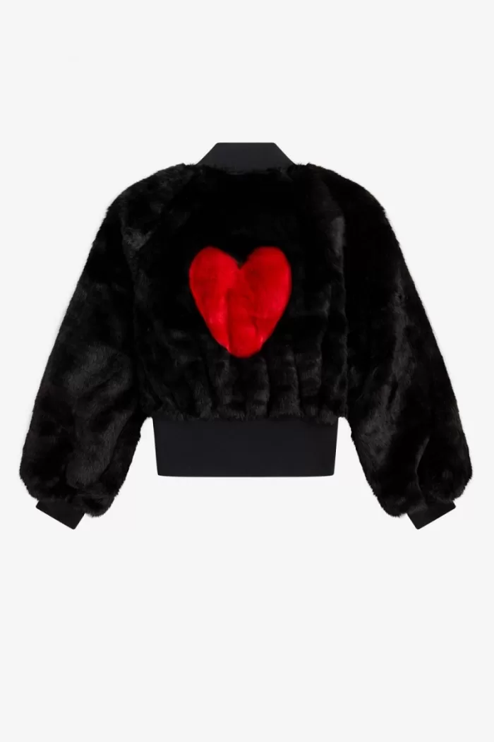 Fred Perry Heart Detail Faux Fur Women’s Jackets Black | MWHVA1357