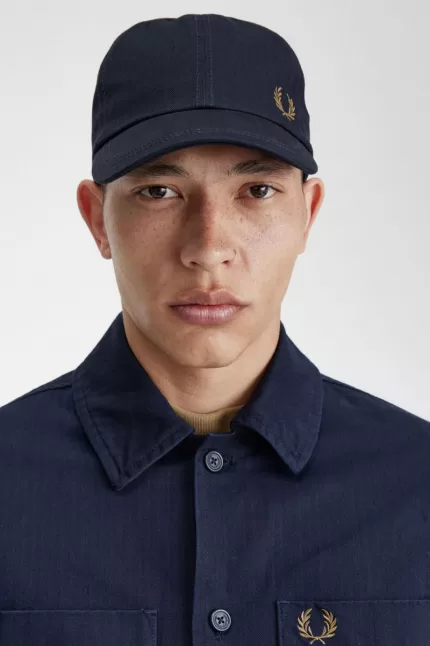 Fred Perry Herringbone Men’s Caps Navy | UERVB1597