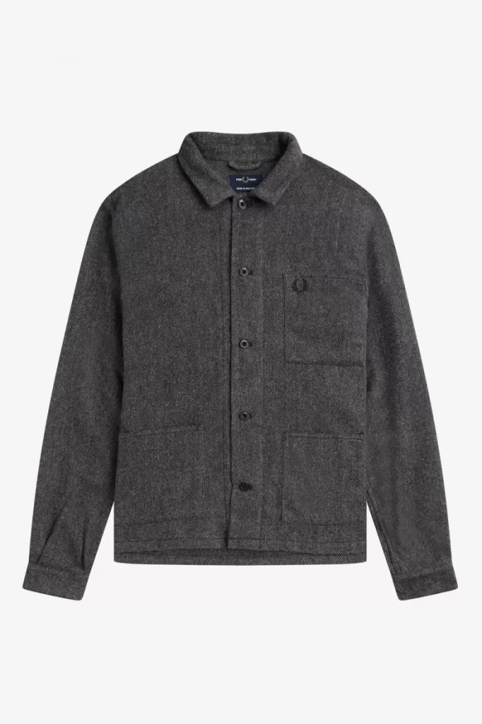 Fred Perry Herringbone Men’s Shirt Black | XFRKV9876