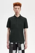 Fred Perry Honeycomb Cotton Men’s Polo Shirt Night Green | DYBTA9328