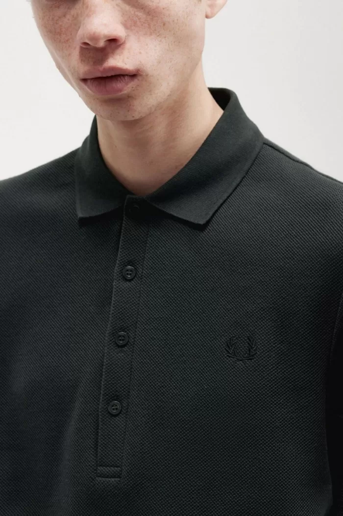 Fred Perry Honeycomb Cotton Men’s Polo Shirt Night Green | DYBTA9328