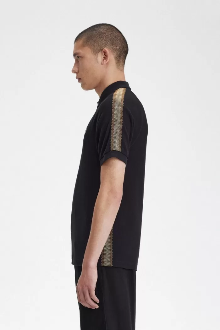 Fred Perry Honeycomb Taped Men’s Polo Shirt Black | FQVDG1520