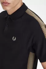 Fred Perry Honeycomb Taped Men’s Polo Shirt Black | FQVDG1520