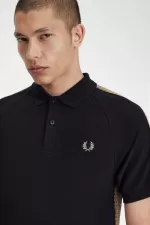 Fred Perry Honeycomb Taped Men’s Polo Shirt Black | FQVDG1520