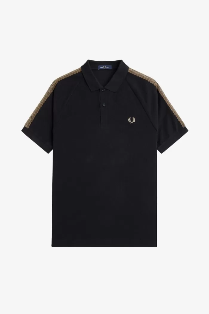 Fred Perry Honeycomb Taped Men’s Polo Shirt Black | FQVDG1520