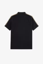 Fred Perry Honeycomb Taped Men’s Polo Shirt Black | FQVDG1520