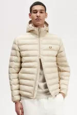 Fred Perry Hooded Insulated Men’s Jackets Oatmeal | DIONP0852